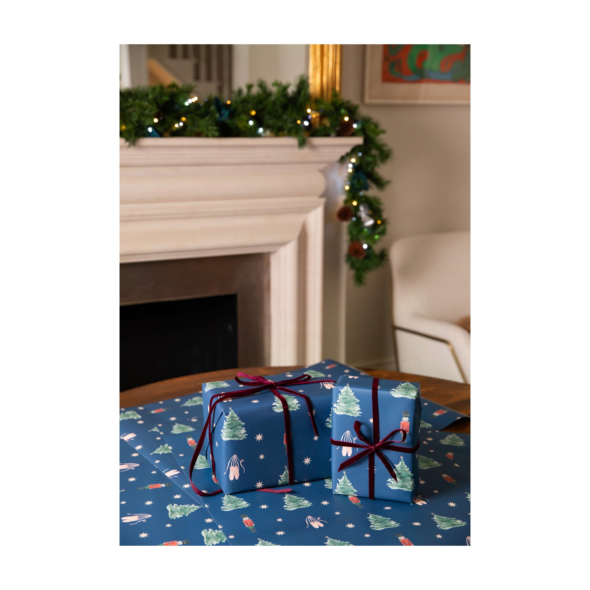 Luxury Christmas Wrapping Paper with Ballet Shoes, Christmas Trees and Nutcrackers by Memo Press